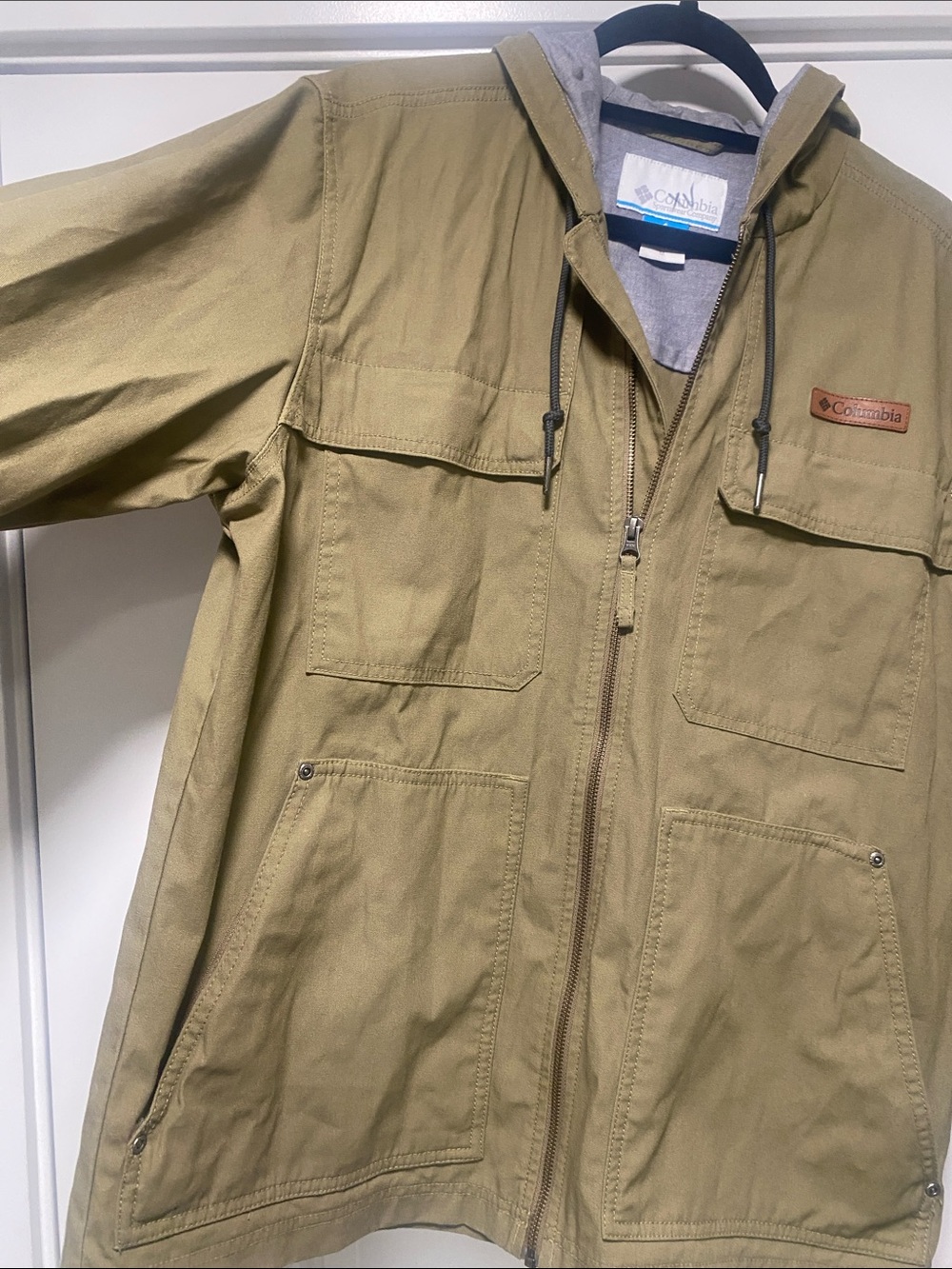 Columbia Men's Hooded Four Pocket Military Field Jacket Olive Green Size Medium - Picture 7 of 16